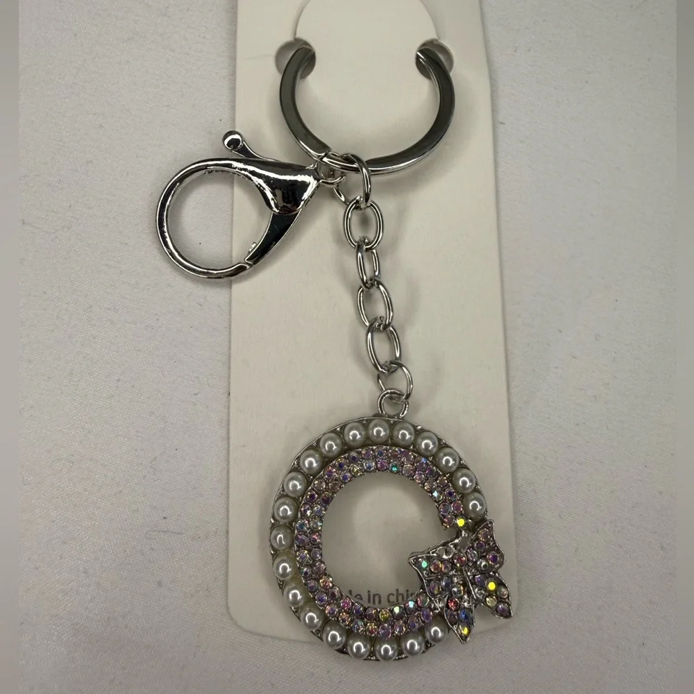 Butterfly Rhinestione/Pearl Multicolor Keychain/Bagcharm Accessory